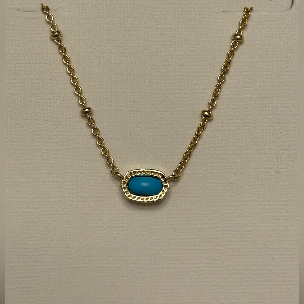 Kendra Scott Mini Elisa Gold Satellite Short Pendant Necklace in Turquoise - Picture 5 of 7